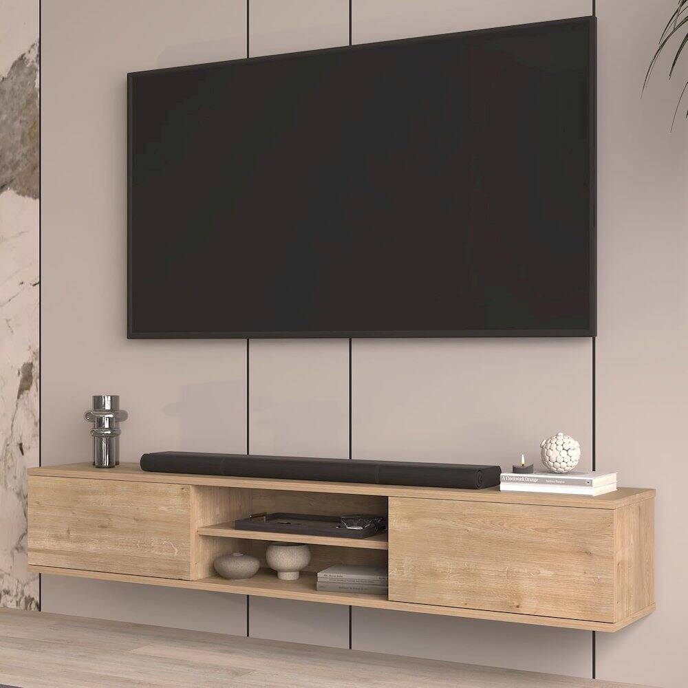 Alt View 3. Atelier Mobili - Floating TV Stand for 75 Inch TVs, Modern Entertainment Center - White.