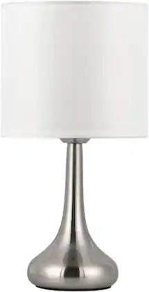 Oumilen - Set of 2 Brushed Silver Table Lamps, 16" Modern Bedside Lamps with White Cylinder Shade for Living Room Bedroom