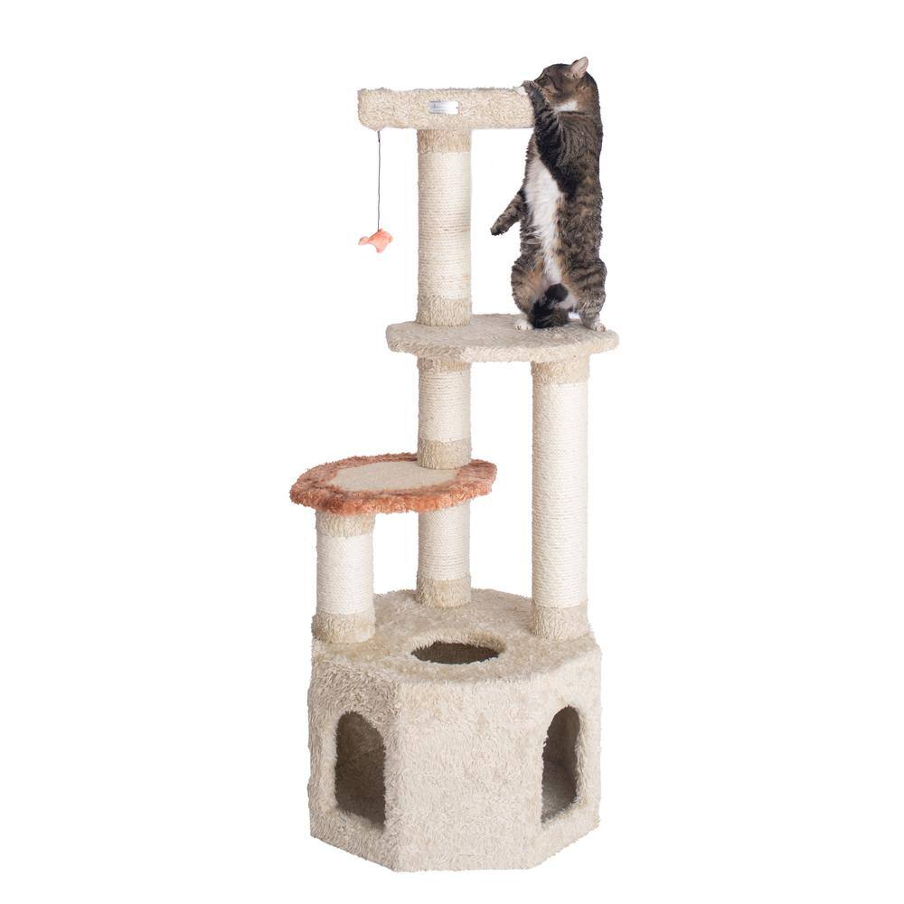 Back. Armarkat - Soft HeavyCarpet Real Wood Cat Furniture With Condo For Large Cat - Beige.