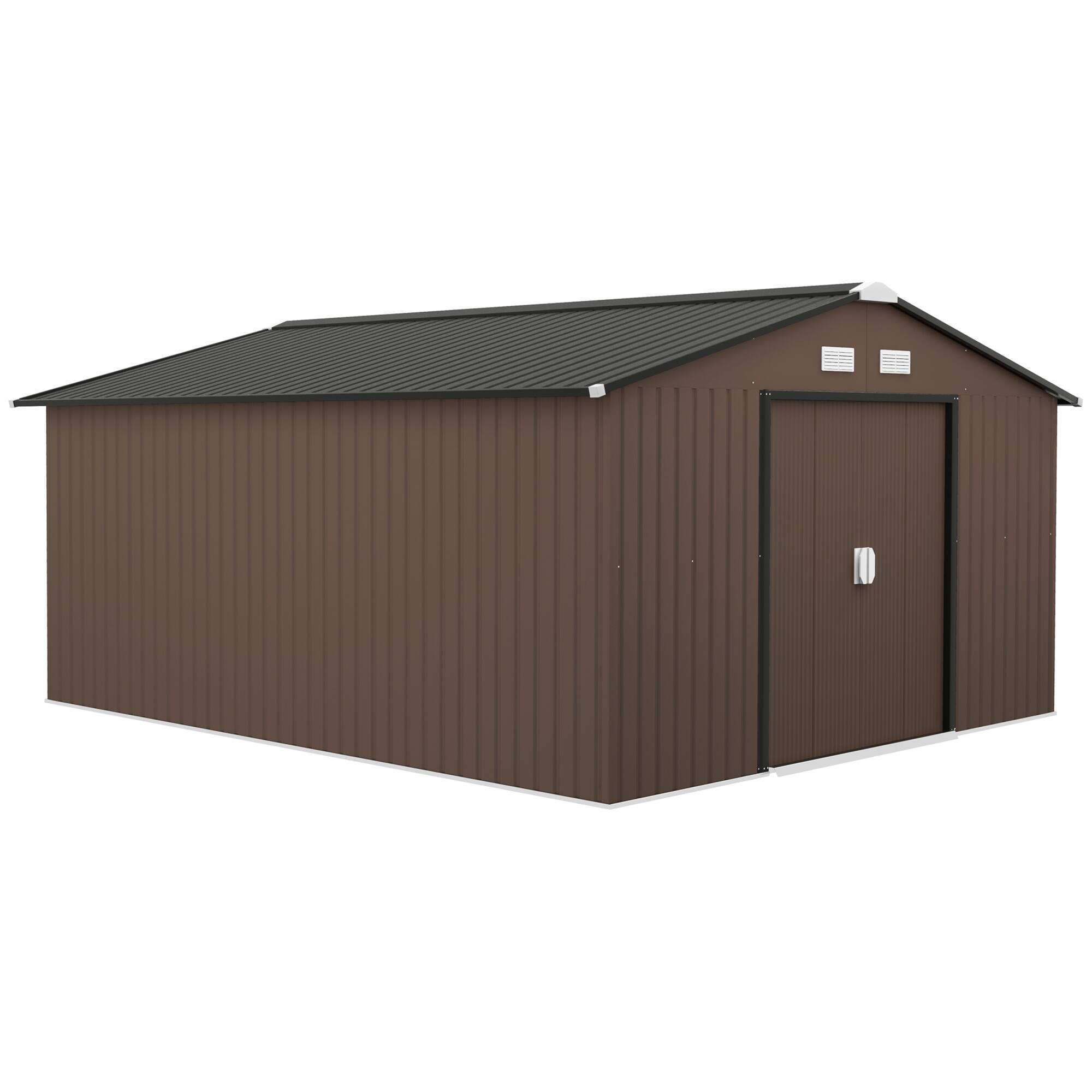 Outsunny - Metal Shed, Storage Shed Utility Storage with Double Locking Doors for Bike