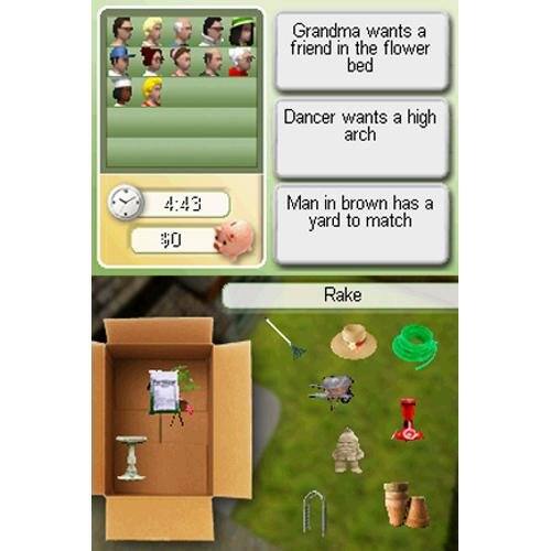 Grandma wants a friend in the flower bed  
Dancer wants a high arch  
Man in brown has a yard to match  

4:43  
$0  

Rake