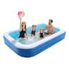 Front. VEVOR - Inflatable Pool, 118 x 67 x 20 inch Large Blow-Up Swimming Pool, Family-Sized Pool with Repair Patches - Blue+White.