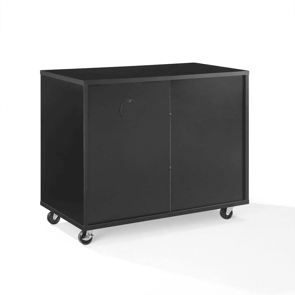 Alt View 2. Crosley Furniture - Carlo Rolling Record Player Stand With Vinyl Storage - Black.