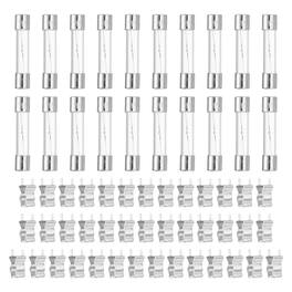 Unique Bargains - Glass Tube Fuses, 6x30mm 6A 250V Slow Fast Blow Glass Cartridge Tube Fuse with 40pcs Safety Clip 20pcs