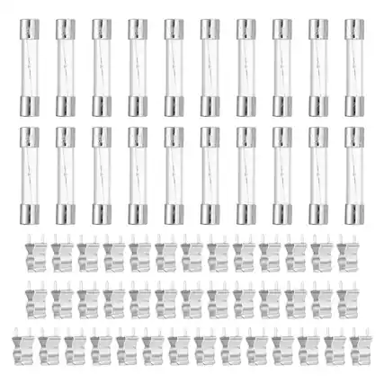 Front. Unique Bargains - Glass Tube Fuses, 6x30mm 6A 250V Slow Fast Blow Glass Cartridge Tube Fuse with 40pcs Safety Clip 20pcs.