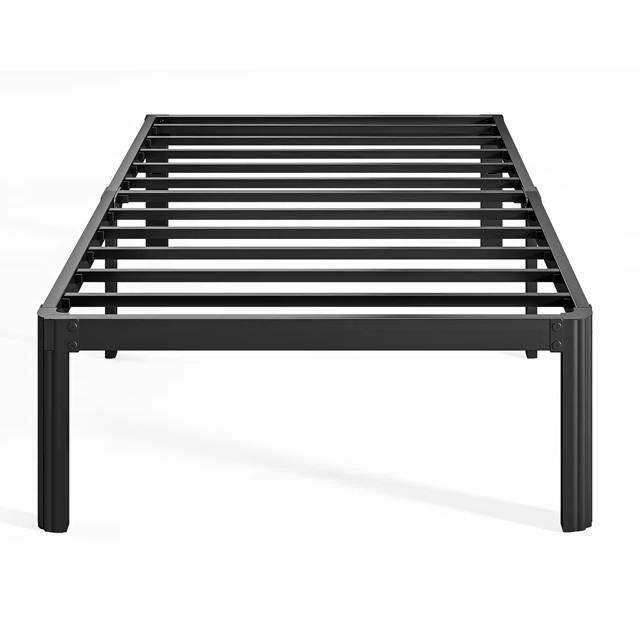 Front. Hivvago - Twin XL Heavy Duty Metal Bed Frame Platform with Round Edge Legs - Black.