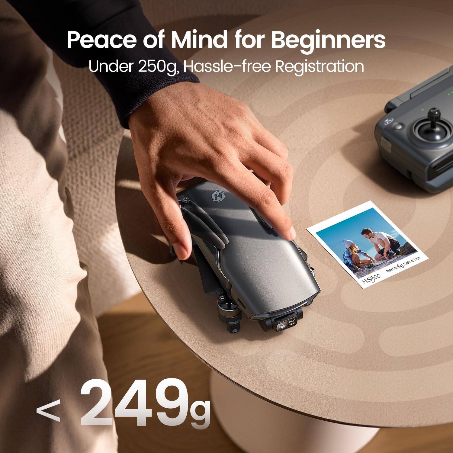Peace of Mind for Beginners  
Under 250g, Hassle-free Registration  
< 249g