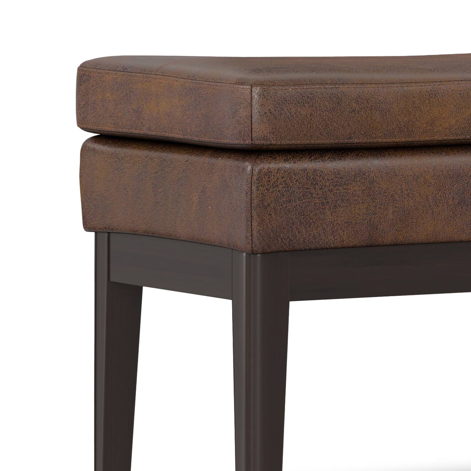 Alt View 3. Simpli Home - Carlson Ottoman Bench in Distressed Chestnut Brown - Distressed Chestnut Brown.