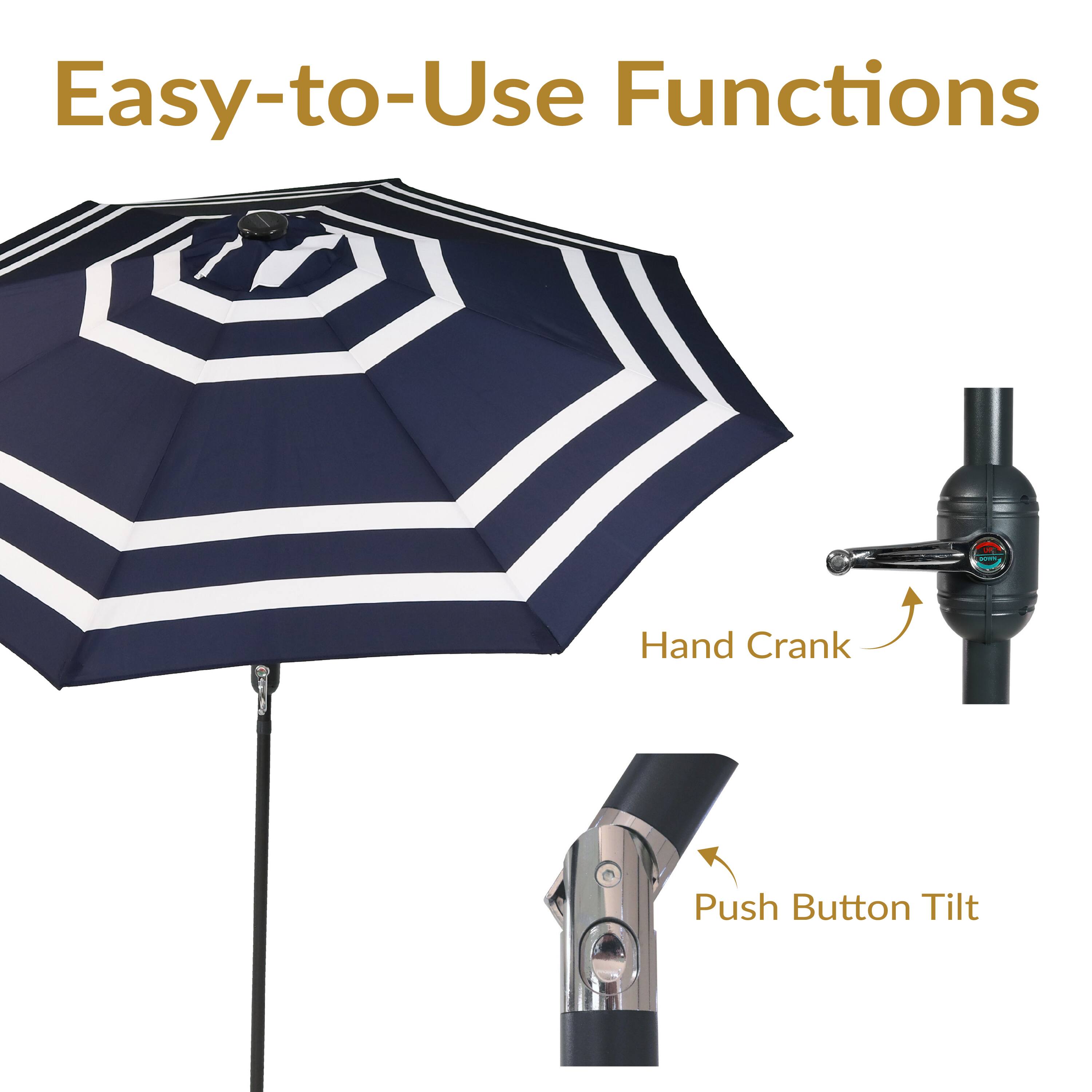 Easy-to-Use Functions

- Hand Crank
- Push Button Tilt