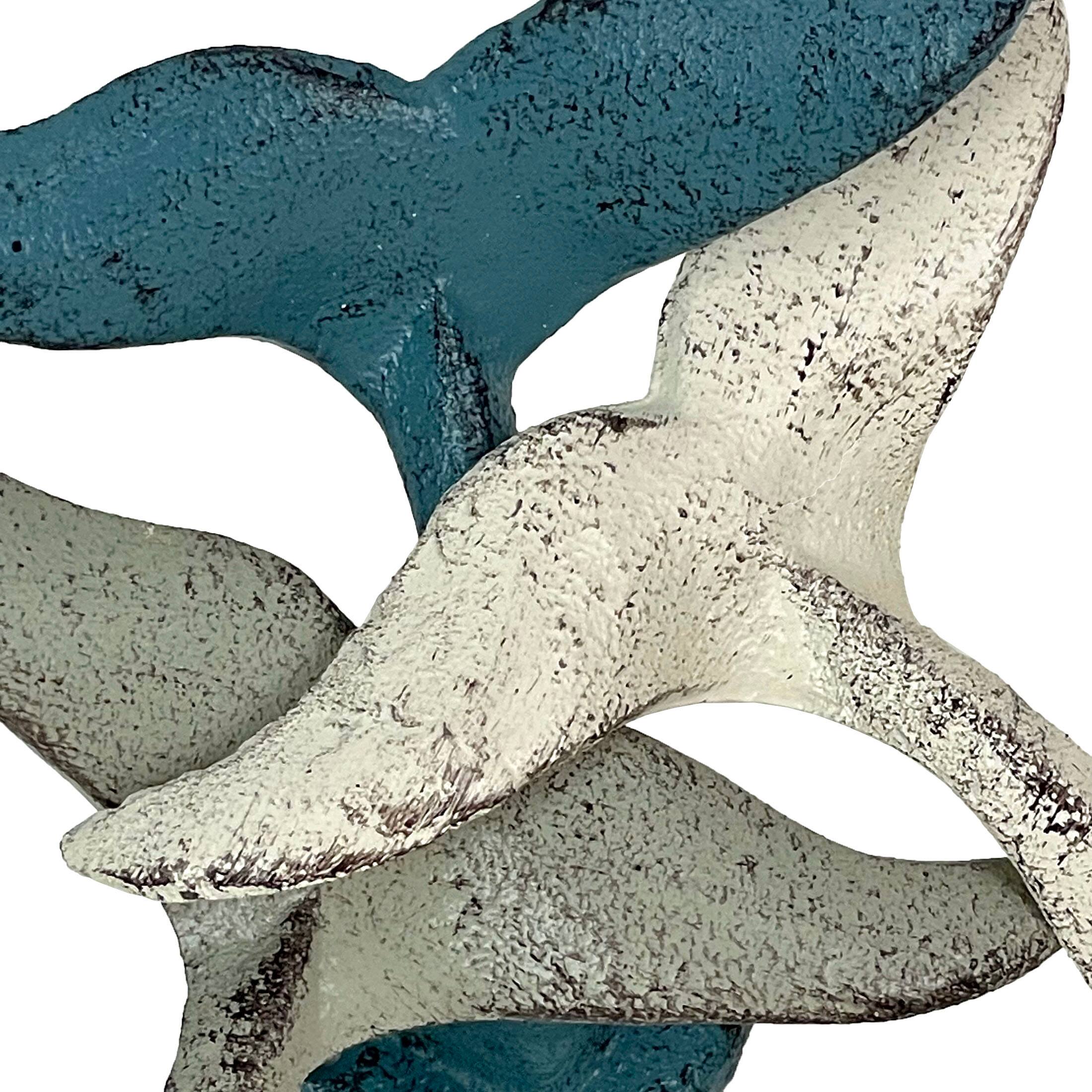 Alt View 2. Zeckos - Set of 3 Cast Iron Nautical Whale Tale Wall Hooks - Multicolored.