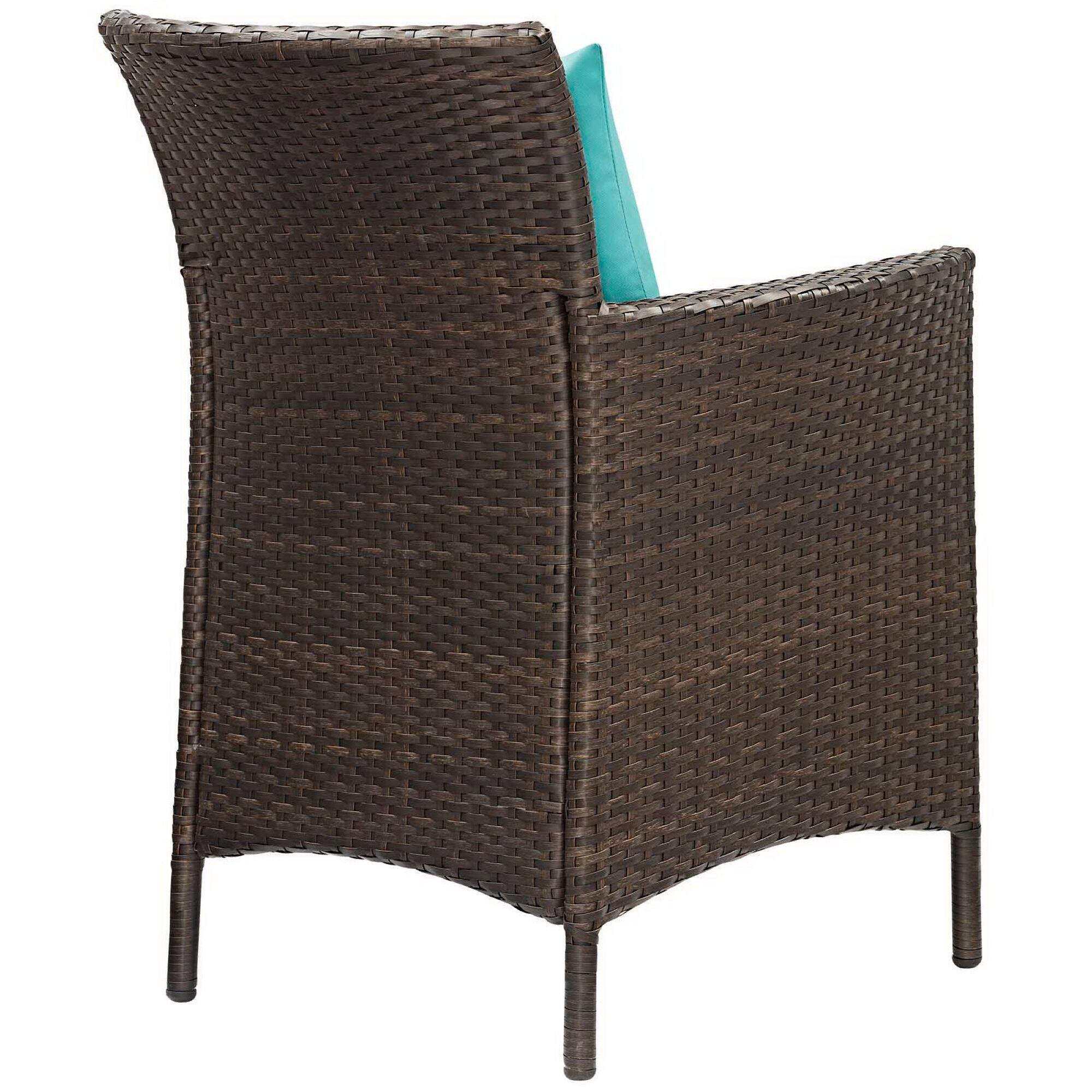 Left. Modway - Conduit Outdoor Patio Wicker Rattan Dining Armchair by Modway - Brown Turquoise.
