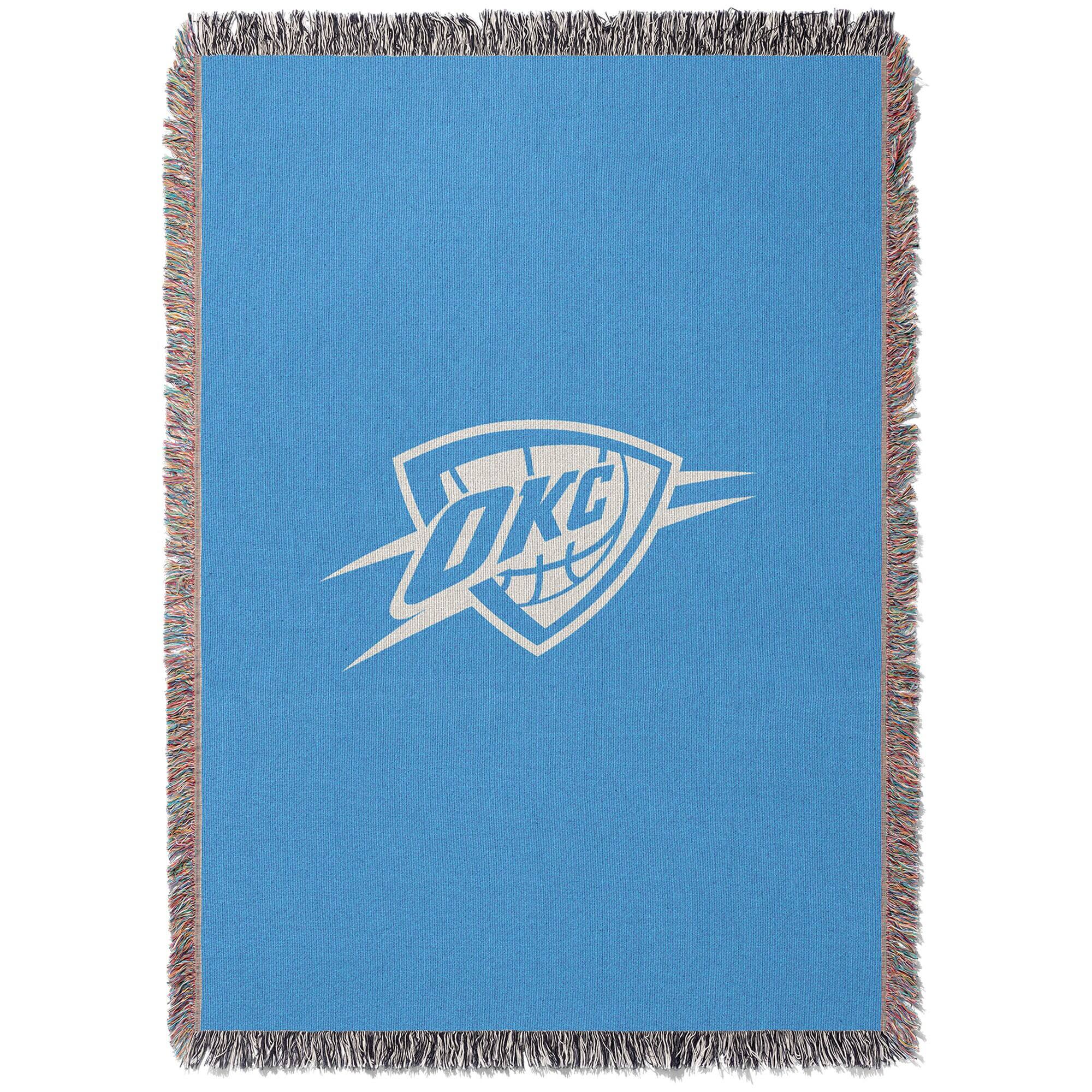 Front. Chad & Jake - Oklahoma City Thunder Woven Blanket - Blue.