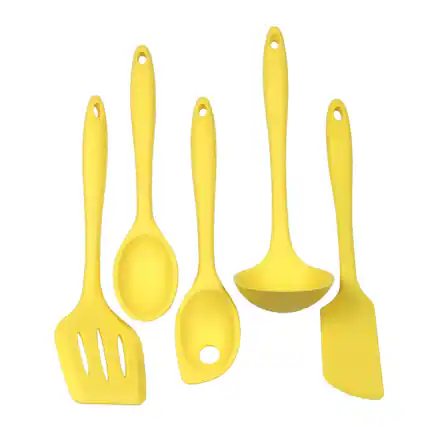 Front. Chef Craft - 5 Piece Premium Silicone Kitchen Tool and Utensil Set - Yellow - Yellow.
