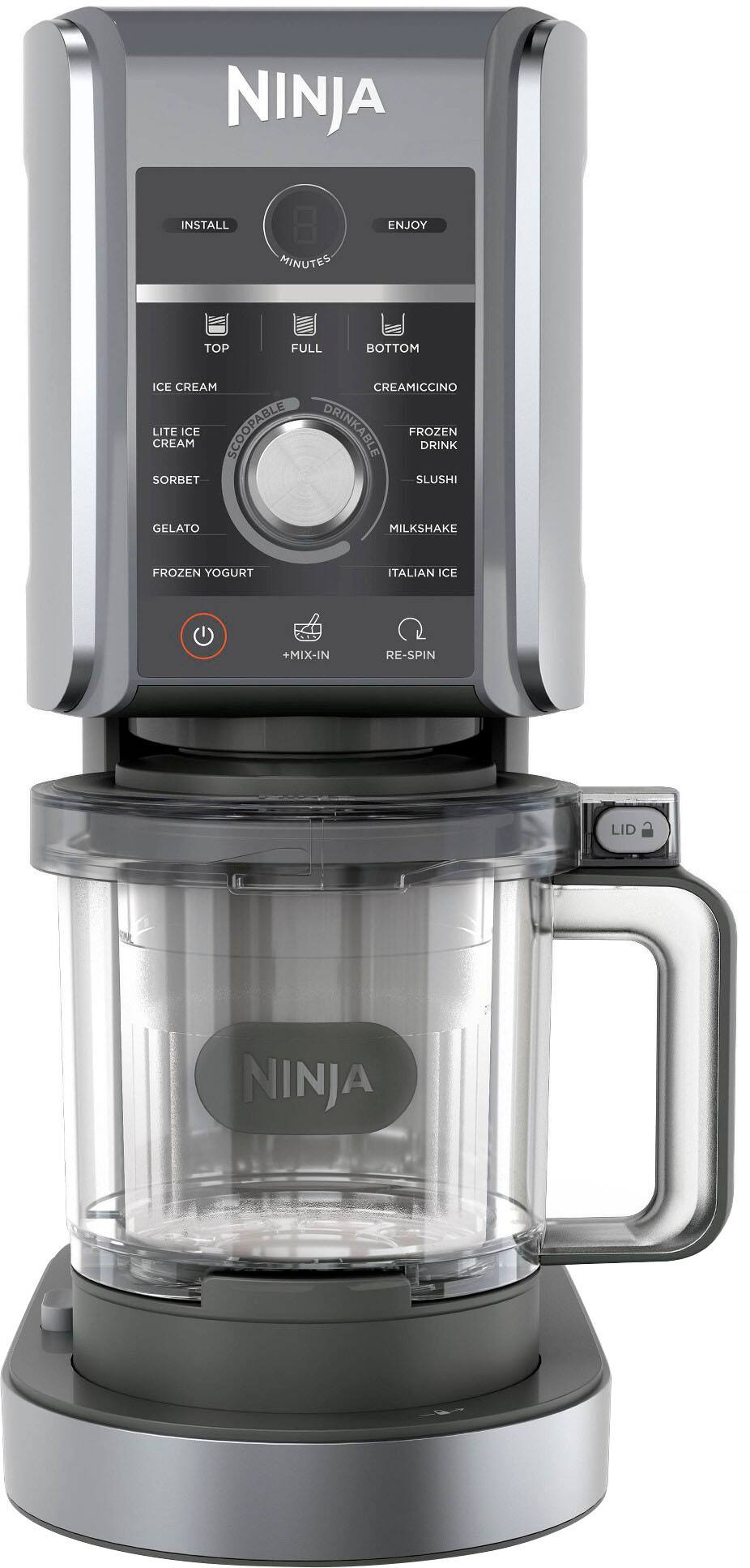 The Ninja is a versatile appliance that can make a variety of frozen drinks and desserts. It can create ice cream, frozen yogurt, gelato, sorbet, slushies, and milkshakes. The appliance is easy to use and can be set to different settings, such as full, top, and bottom, to achieve the desired consistency. The Ninja also comes with a re-spin lid that makes it easy to mix and blend ingredients. With its mix-in feature, users can add ingredients like fruits, nuts, and candy to create unique and delicious frozen treats.