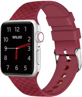 Waloo - Carbon Fiber Silicone Band For Apple Watch - Red