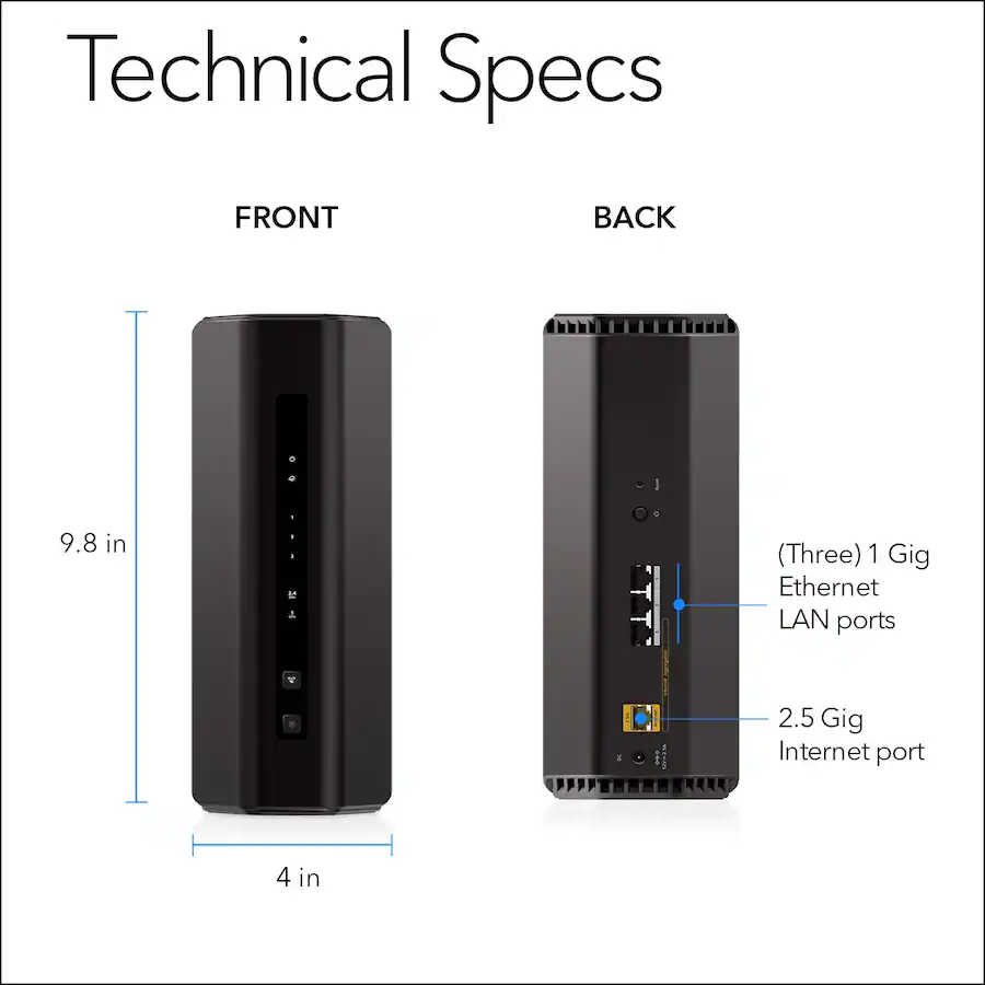 NETGEAR Nighthawk BE5000 Dual Band Wi Fi 7 Router Black RS150-100NAS ...
