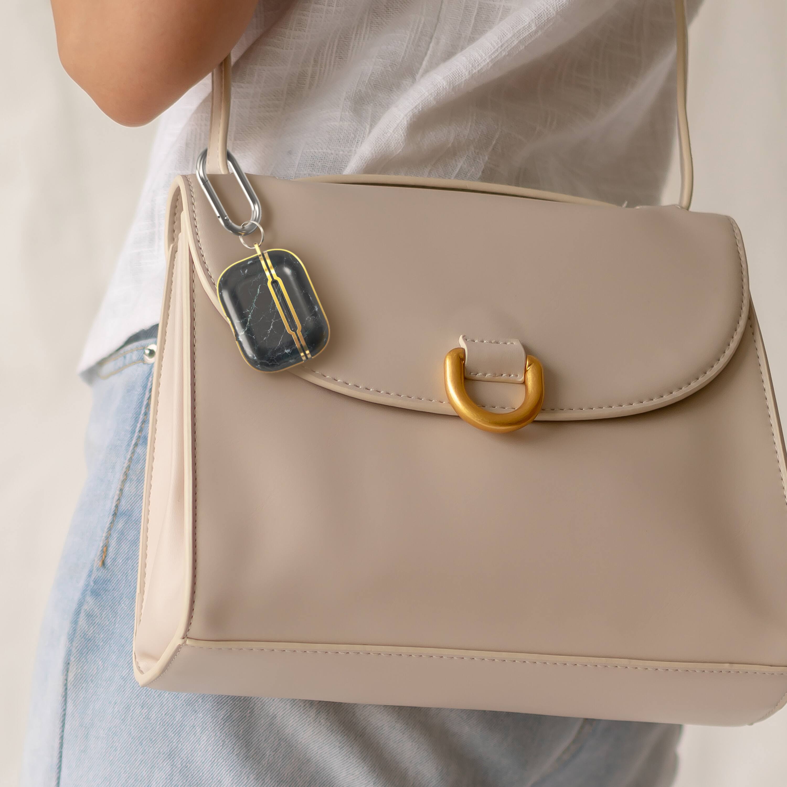 Left. Vena - Marble Pattern Case for Apple AirPods Pro 2 Case, Protective Cover For AirPods Pro 2nd Generation, Black / Gold - Multicolored.