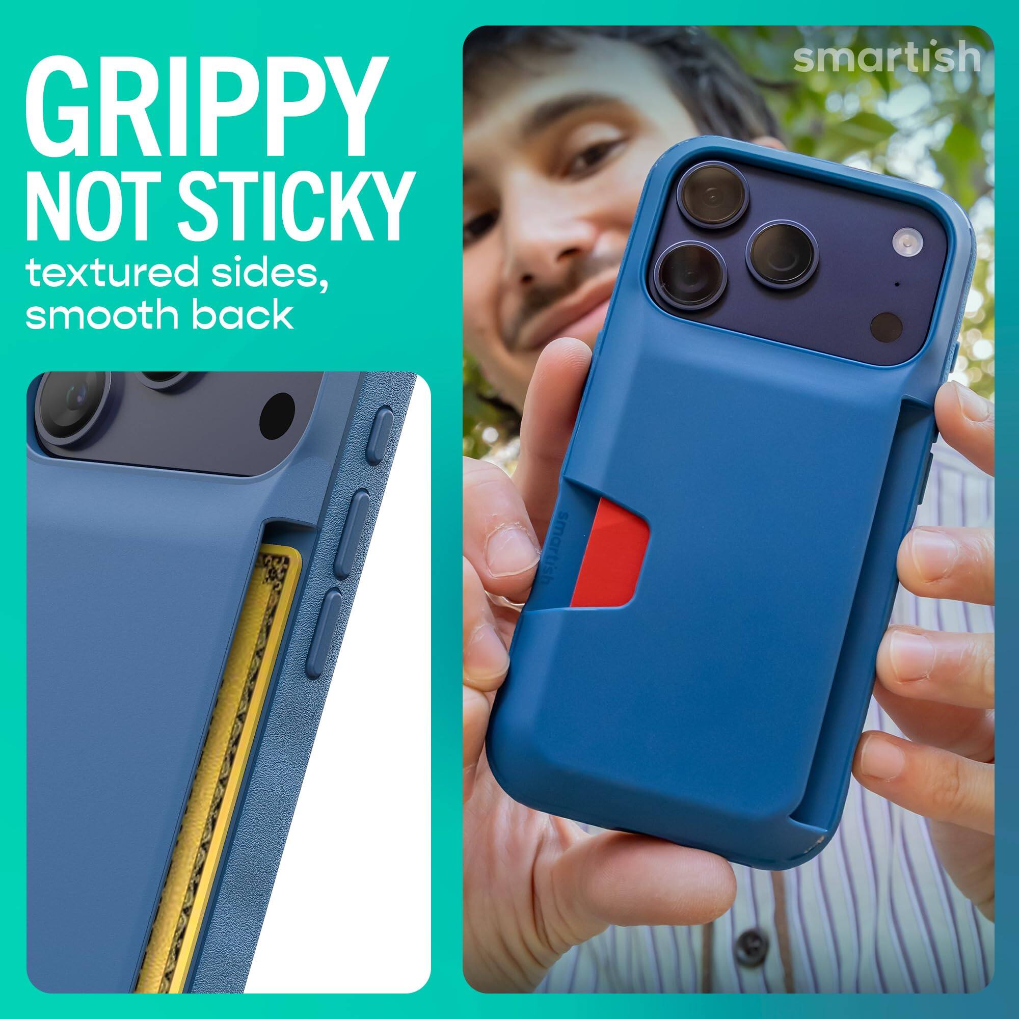 GRIPPY NOT STICKY textured sides, smooth back

smartish