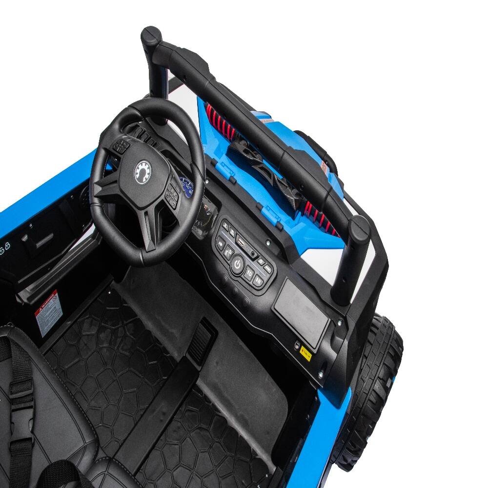 Alt View 3. Ropilly - Ropilly 12v kids electric utv ride on car with remote control, blue battery powered ride on toy with shock absorbers.