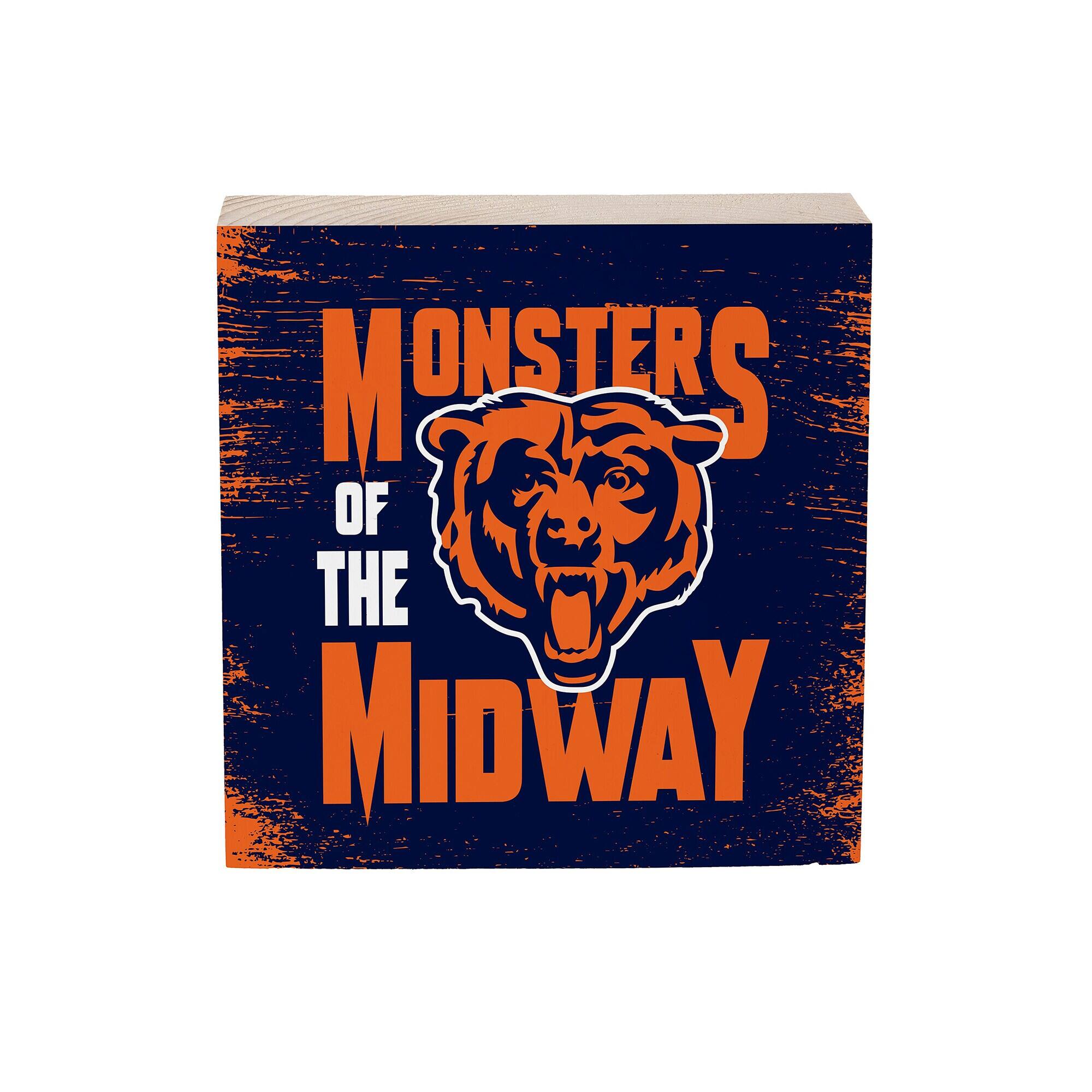 Chicago Bears 6" Square Fan Chant Wood Block Shelf Sign