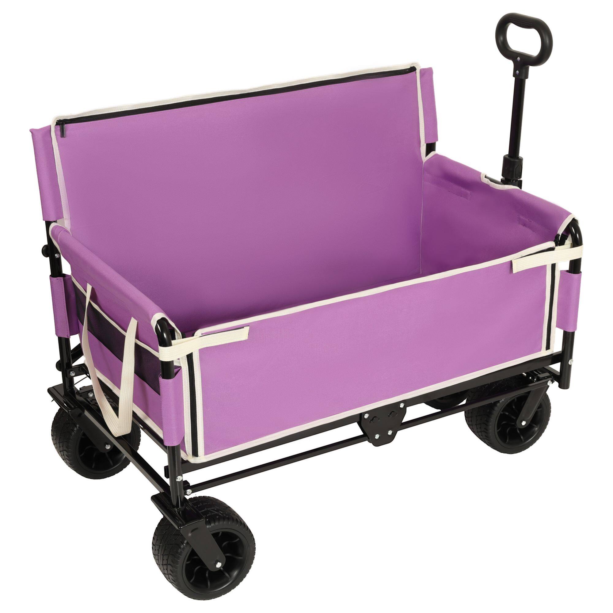Alt View 2. Loheer - Loheer Folding Wagon Cart Heavy Duty Collapsible Utility Wagon with Seat All Terrain Wheels for Beach Camping Purple.