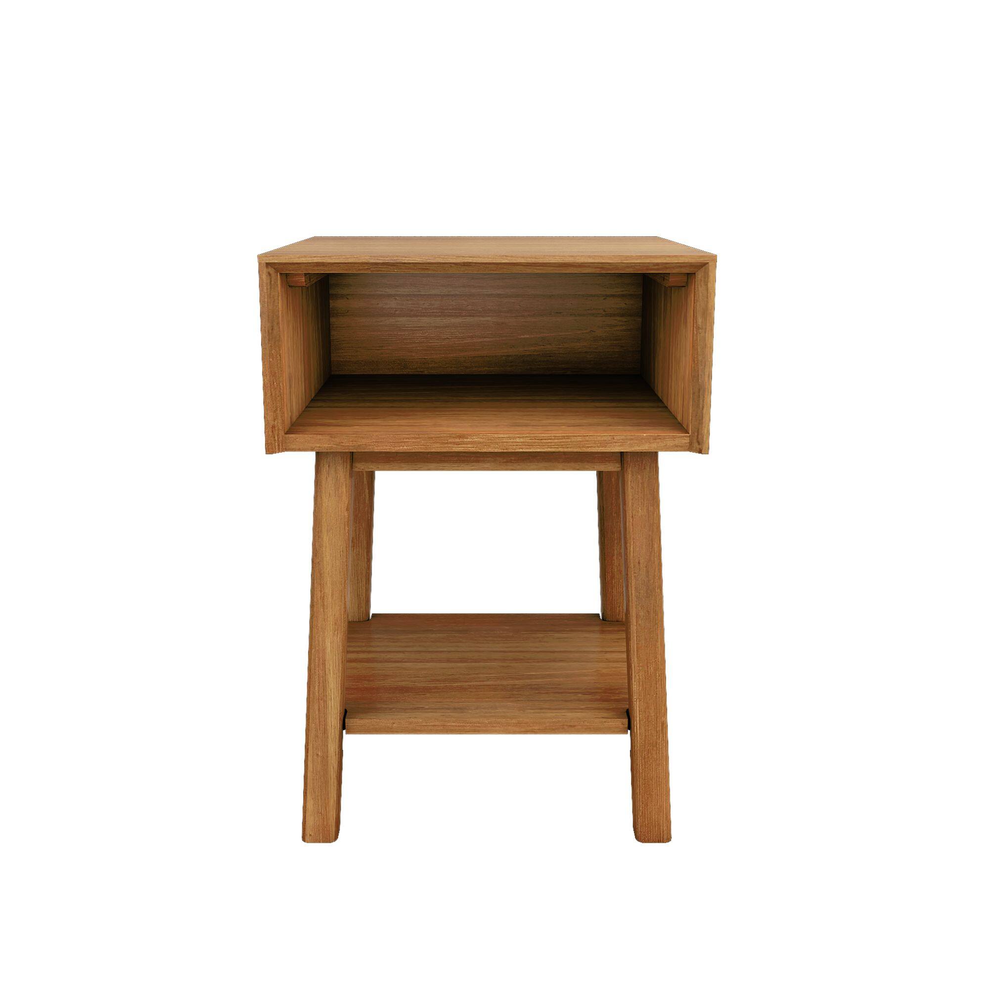 Alt View 3. Plank+Beam - Mid-Century Modern Cubby Nightstand, Pecan - Pecan.