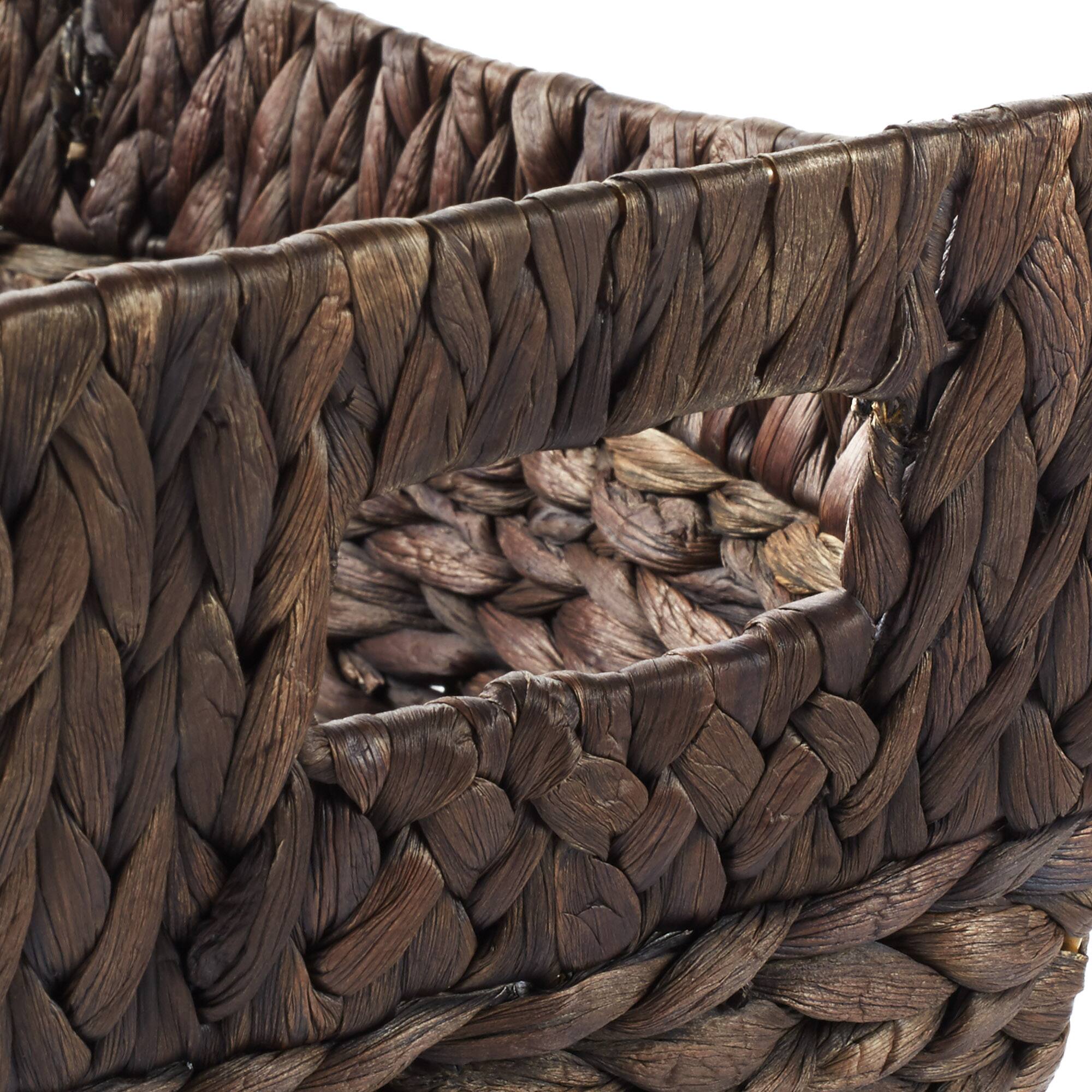 Alt View 4. Casafield - Set of 3 Water Hyacinth Oval Storage Baskets - Woven Laundry Totes - Espresso.