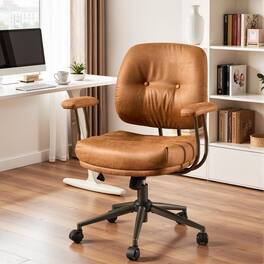 Ovios - Executive Office Chair, 300lbs Capacity, Mid Back Suede Fabric Chair, Ergonomic Computer Chair - Brown