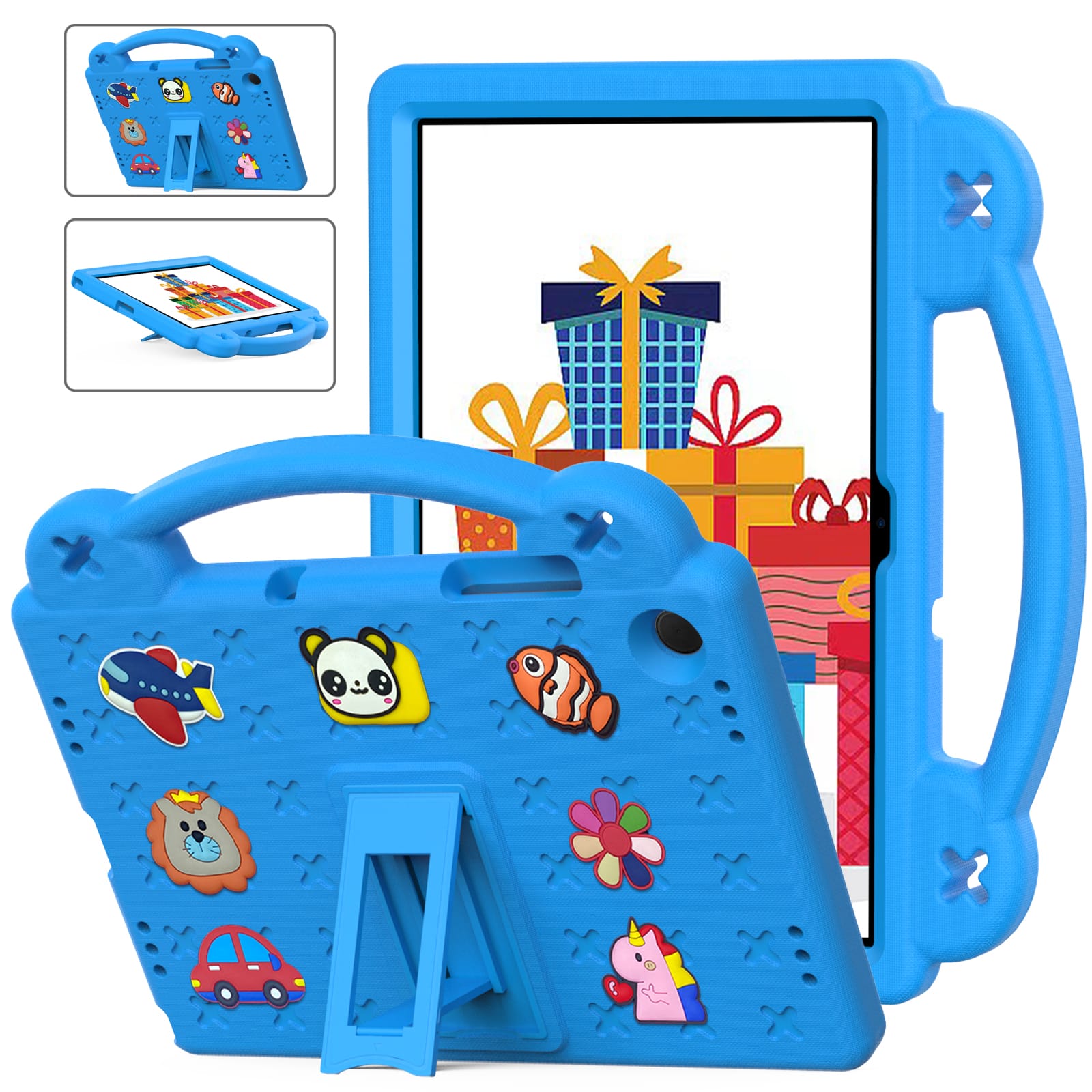 Dteck - For Samsung Galaxy Tab A11+ and Samsung Galaxy Tab A9+ 11-inch, Handle Grip Kickstand Shockproof Rugged Protective Case - Skyblue