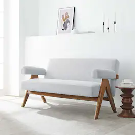 Lyra Fabric Loveseat by Modway - Light Gray Fabric