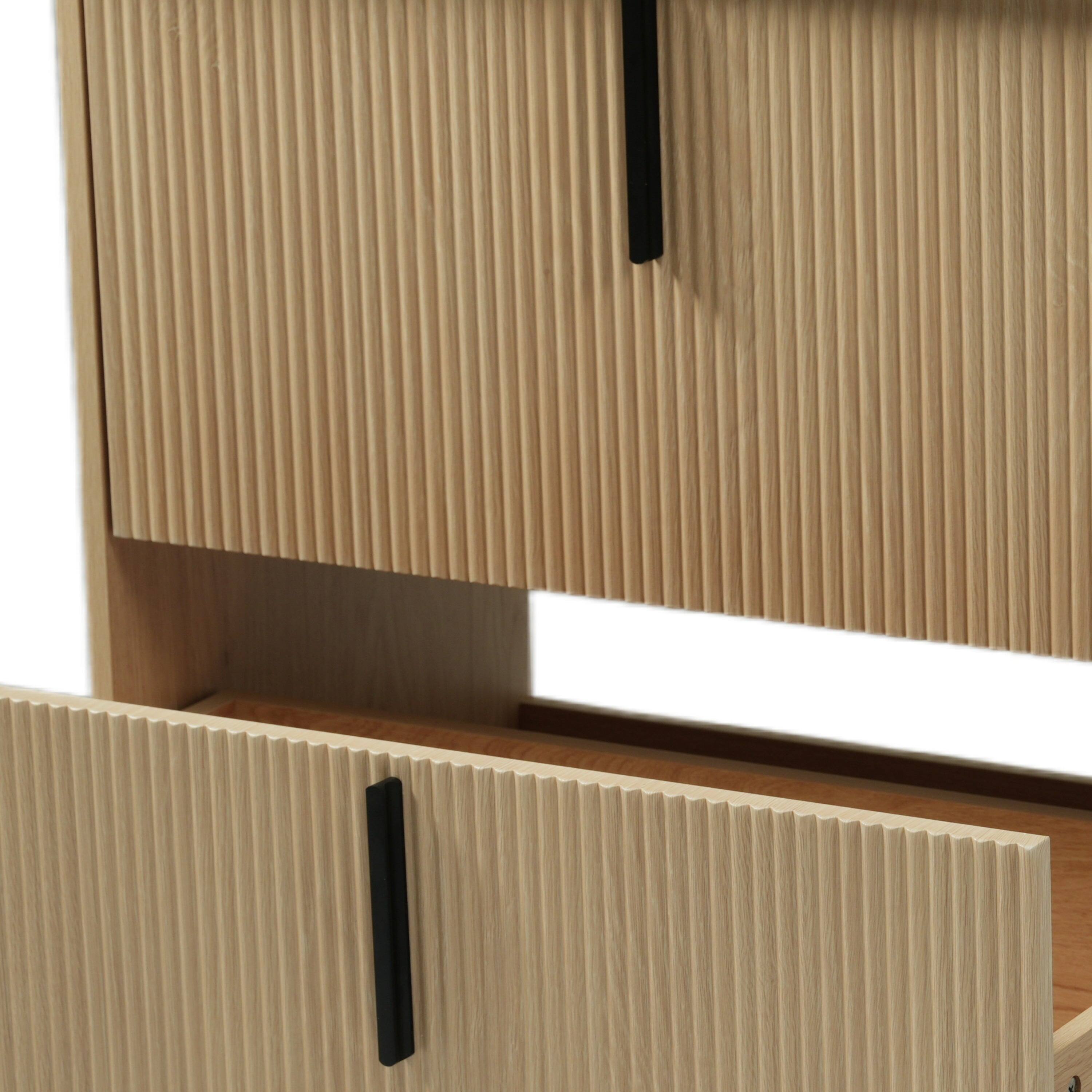 Alt View 5. Boyel Living - 30 Inch Bathroom Vanity with Ceramic Sink Full Extension Drawers Soft Close Fluted Design Natural - Natural.