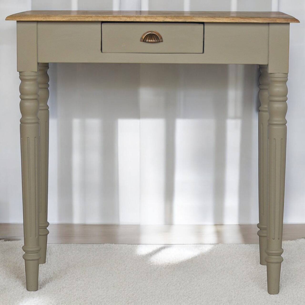 Alt View 7. Artisan Furniture - Artisan Furniture Solid Wood Hand Painted Writing Desk, 1 Drawer, Grey - Grey.