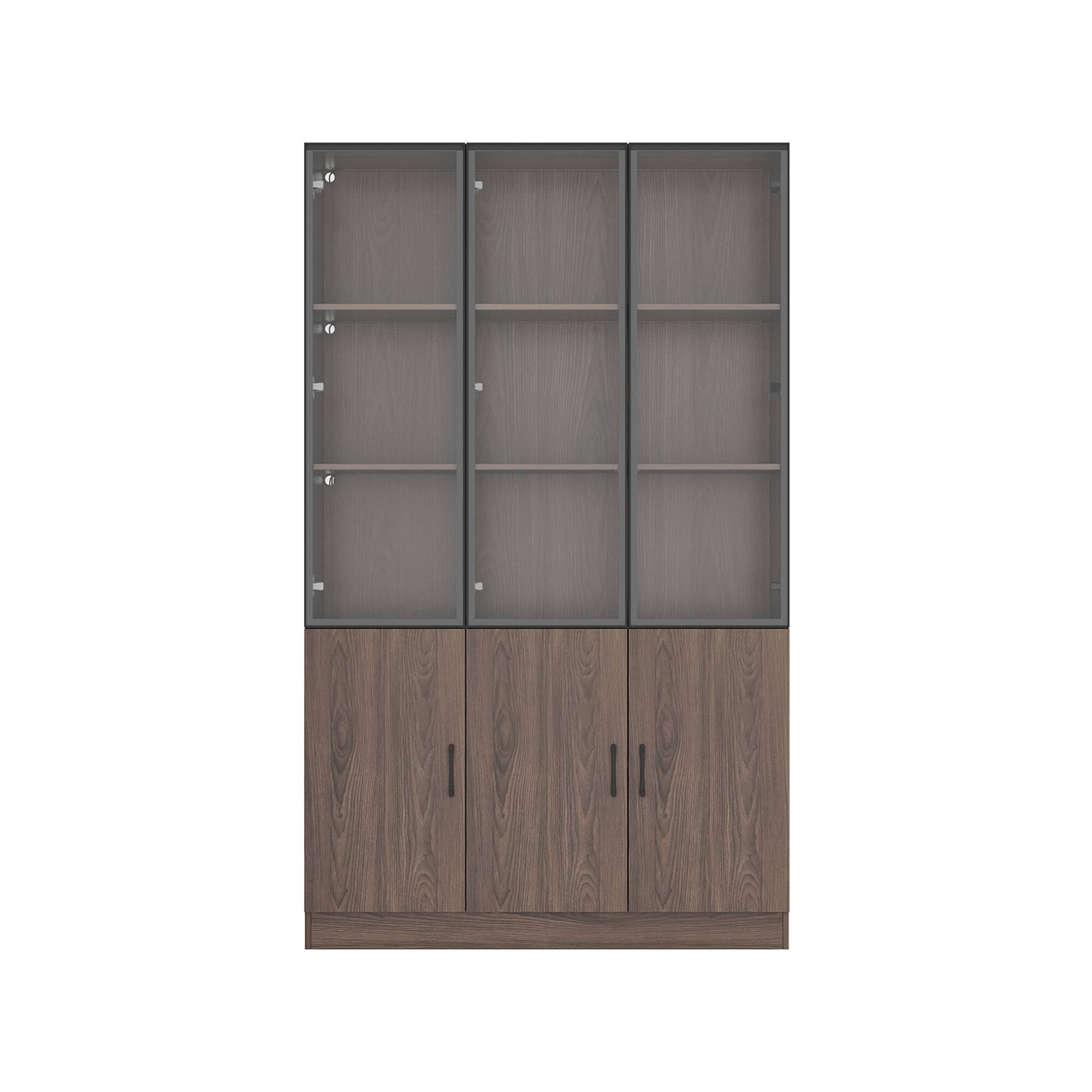Front. Famapy - Famapy Modern Display Cabinet with Glass Doors & Adjustable Lighting - Brown.