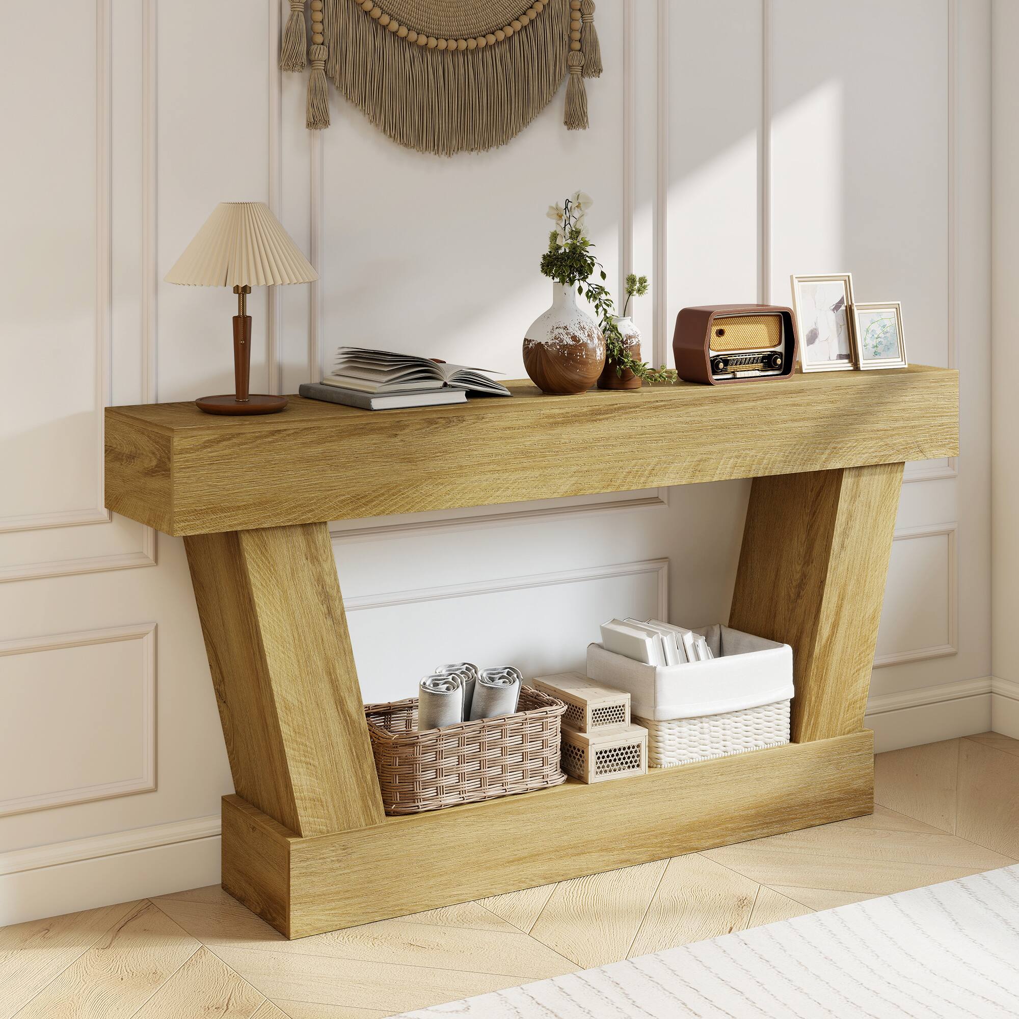 Alt View 1. Homcom - Inch Vintage Console Table - Oak.