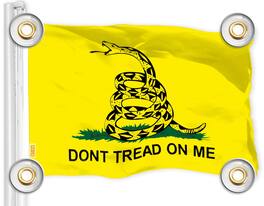 G128 - Gadsden Don't Tread On Me Flag, 3 x 5 ft, 150D Polyester, Brass Grommets - Assorted Colors