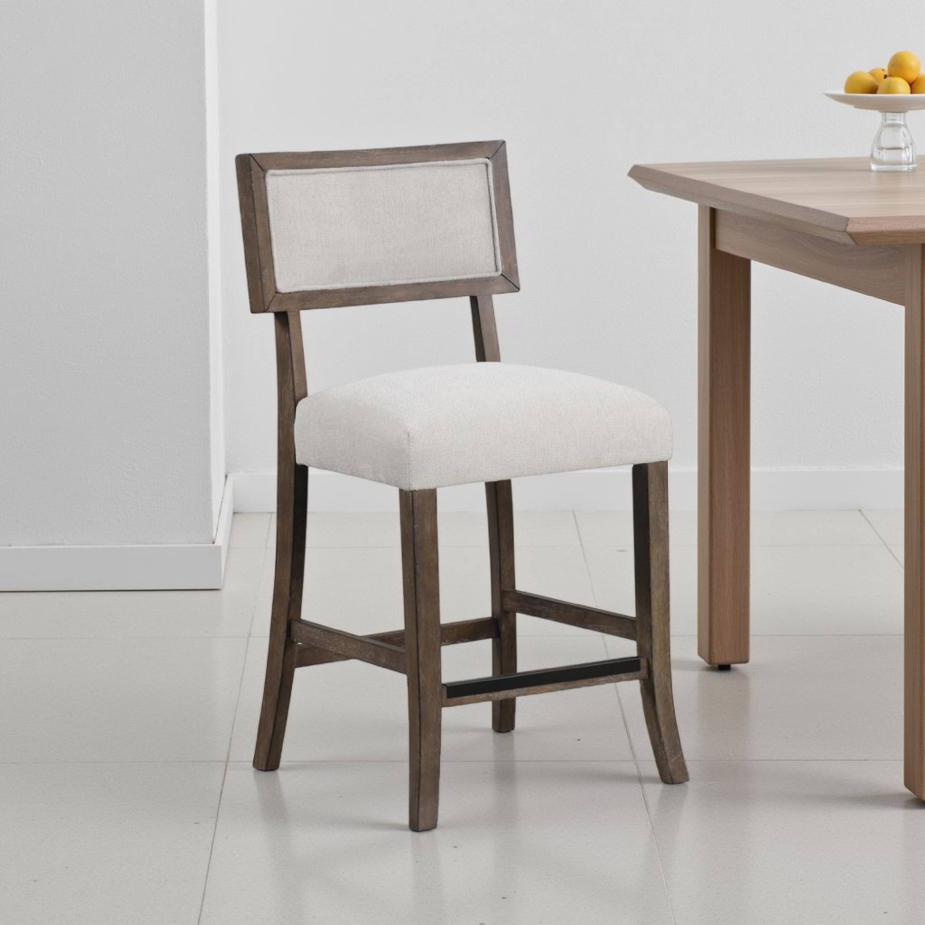 Alt View 5. Manhattan Lane - Asten Counter Stool Chair Set of 2 - Dark Walnut Brown, Light Gray.