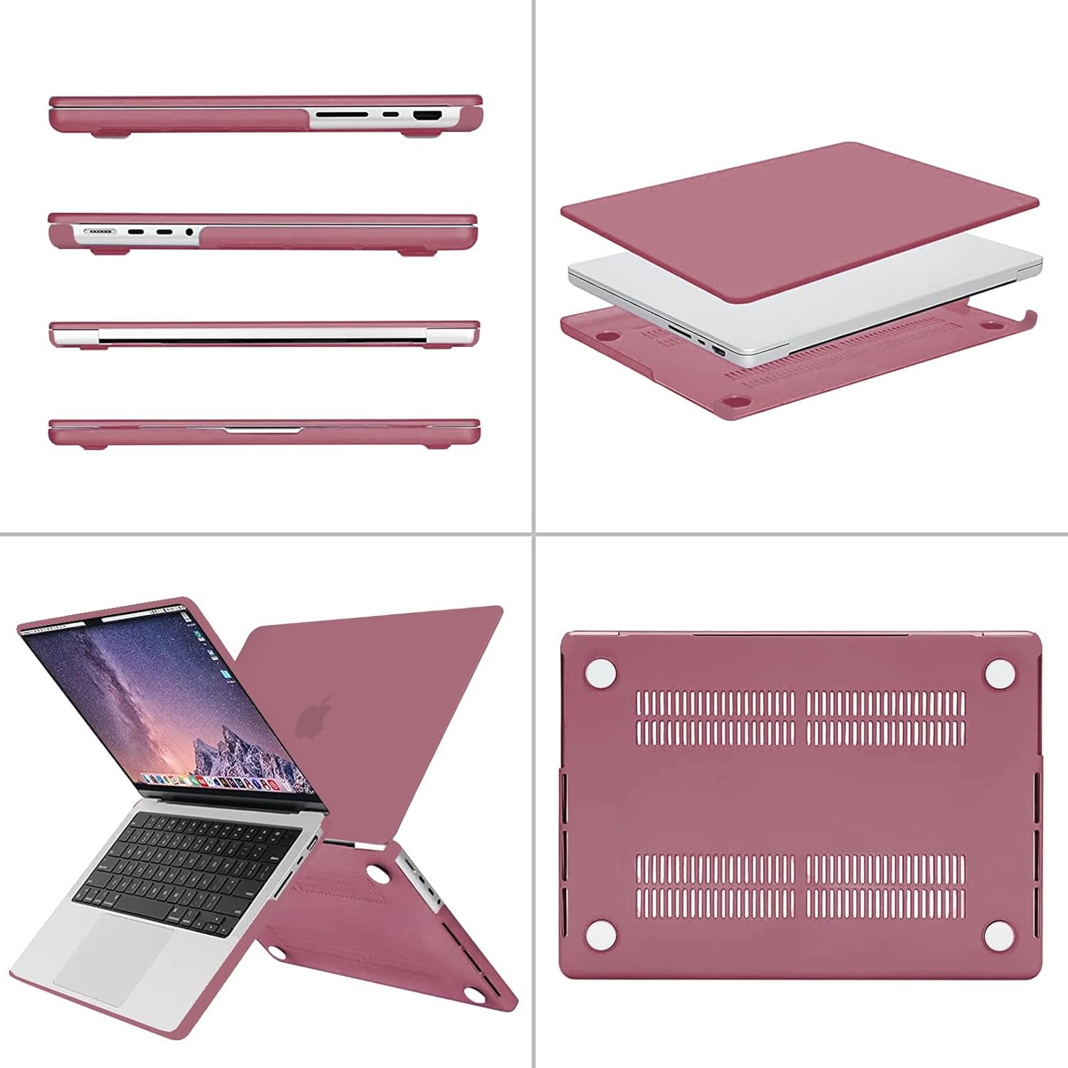 Alt View 1. mosiso - Case for MacBook Pro 14 inch Case M5 M4 M3 M2 M1 2026-2021 A3427 A3426 A3434 A3112 A3185 A3401 A2918 A2992 A2779 A2442 - Tea Petal Pink.