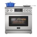 Koolmore - 36" Professional Induction Oven Range With 11 Kw Polished Glass Ceramic Cooktop, 7.8 Kw True Convection Oven, 6 Cu. Ft - Stainless Steel