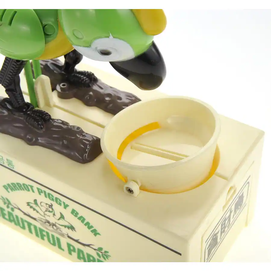 Parrot Coin Machine JuzToys Parrot Coin Bank Box, Electric Money Box for Kids, Parrot Shape ...