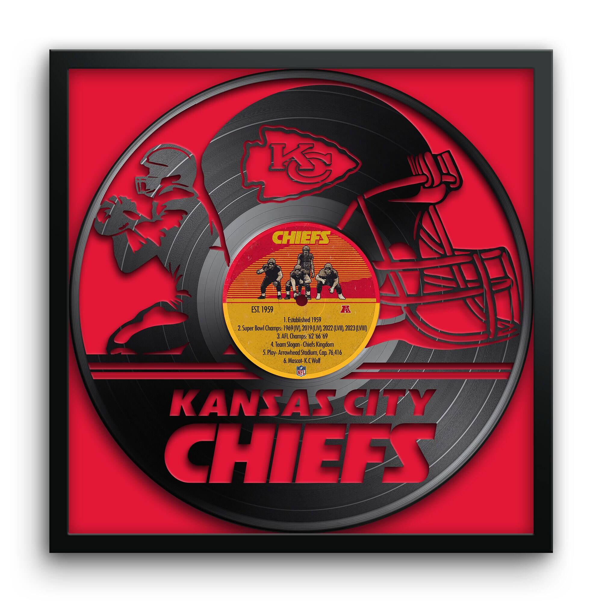 Sporticulture - Kansas City Chiefs Framed 13" x 13" Vinyl Record Art Print - Red