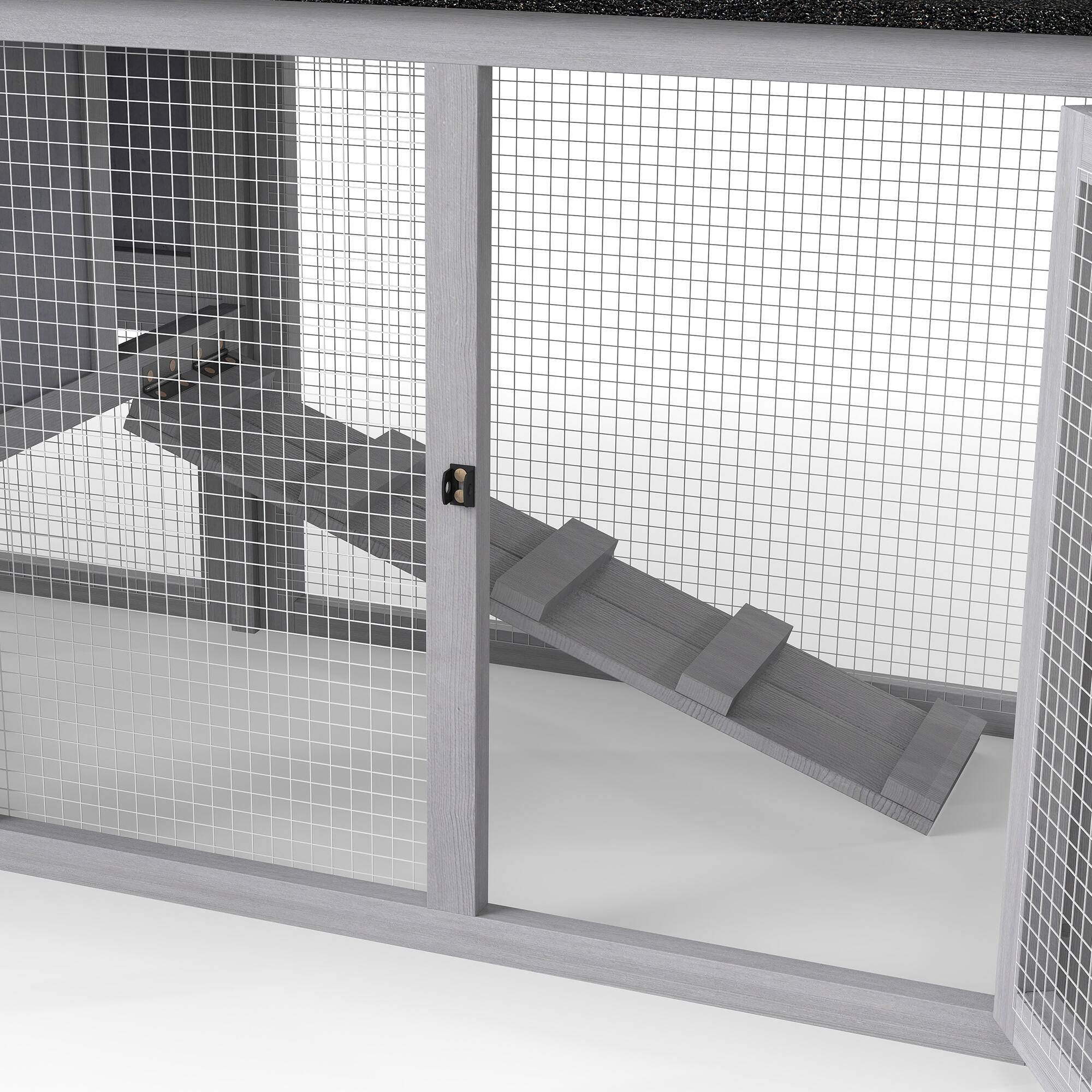 Alt View 1. Boyel Living - Gray Main Body with Black Asphalt Roof 82 Extra Large Wooden Rabbit Hutch Indoor Outdoor Bunny Cage with Waterproof R - Gray.