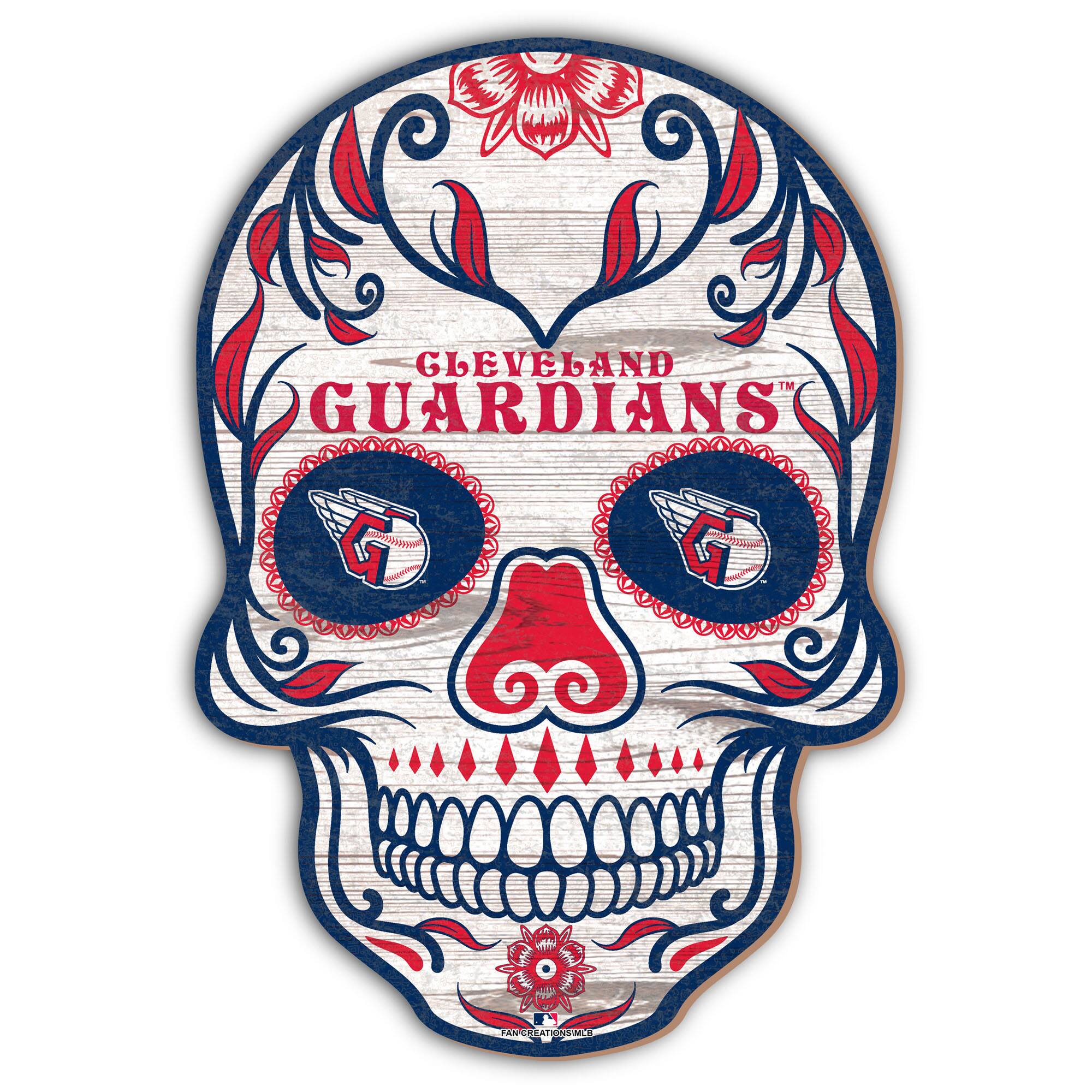 Cleveland Guardians 12'' Sugar Skull Sign