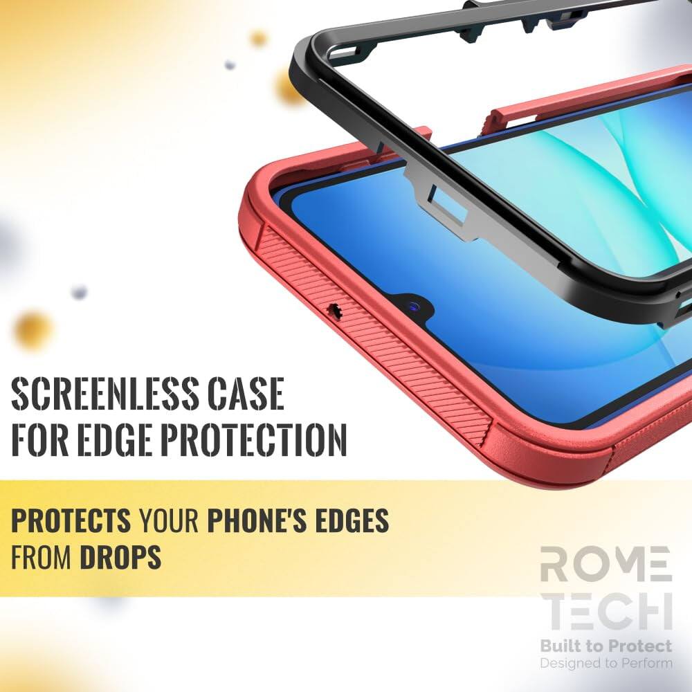 SCREENLESS CASE FOR EDGE PROTECTION  
PROTECTS YOUR PHONE'S EDGES FROM DROPS  

ROME TECH  
Built to Protect  
Designed to Perform