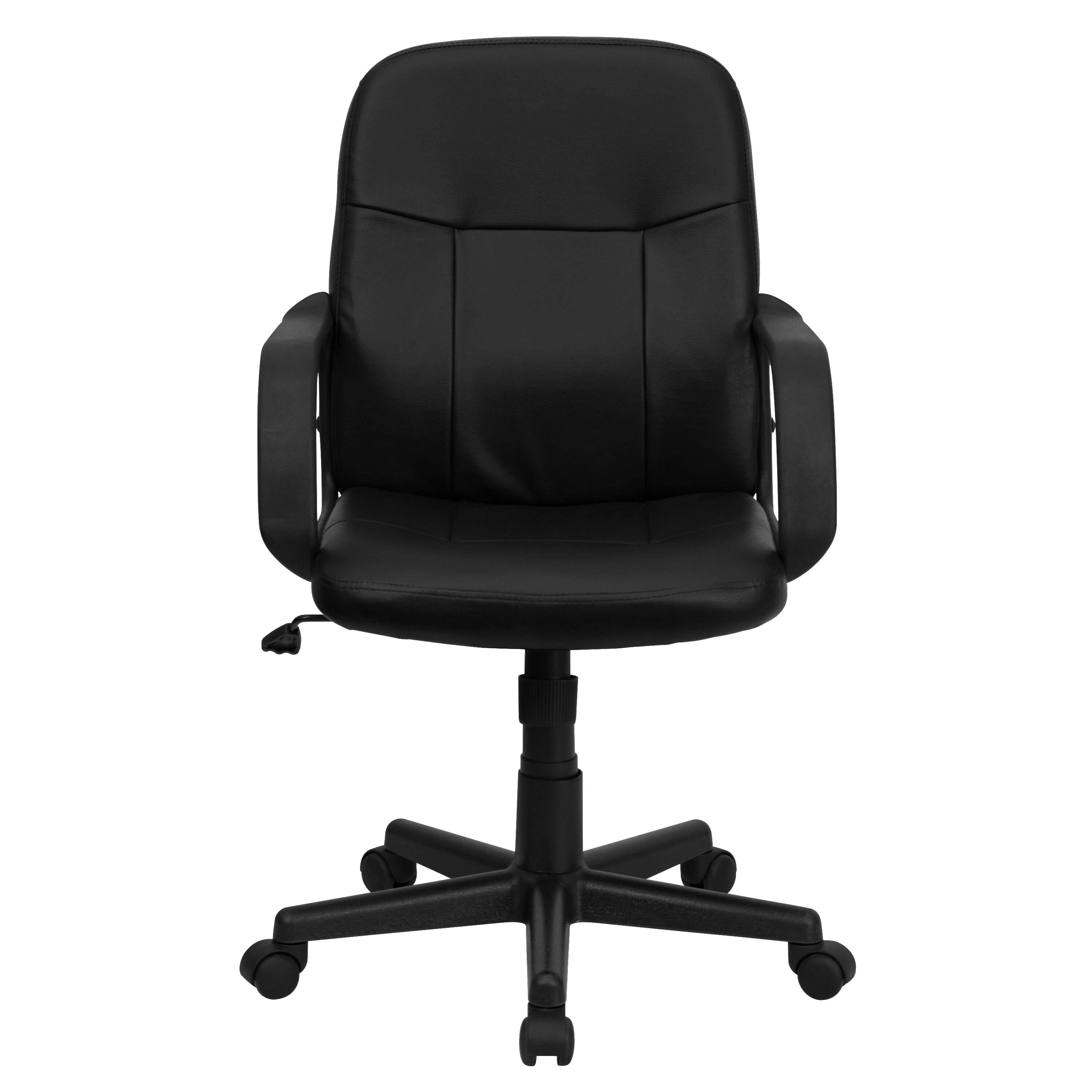 Alt View 7. Emma + Oliver - Mid-Back Glove Vinyl Executive Swivel Office Chair with Arms - Black.
