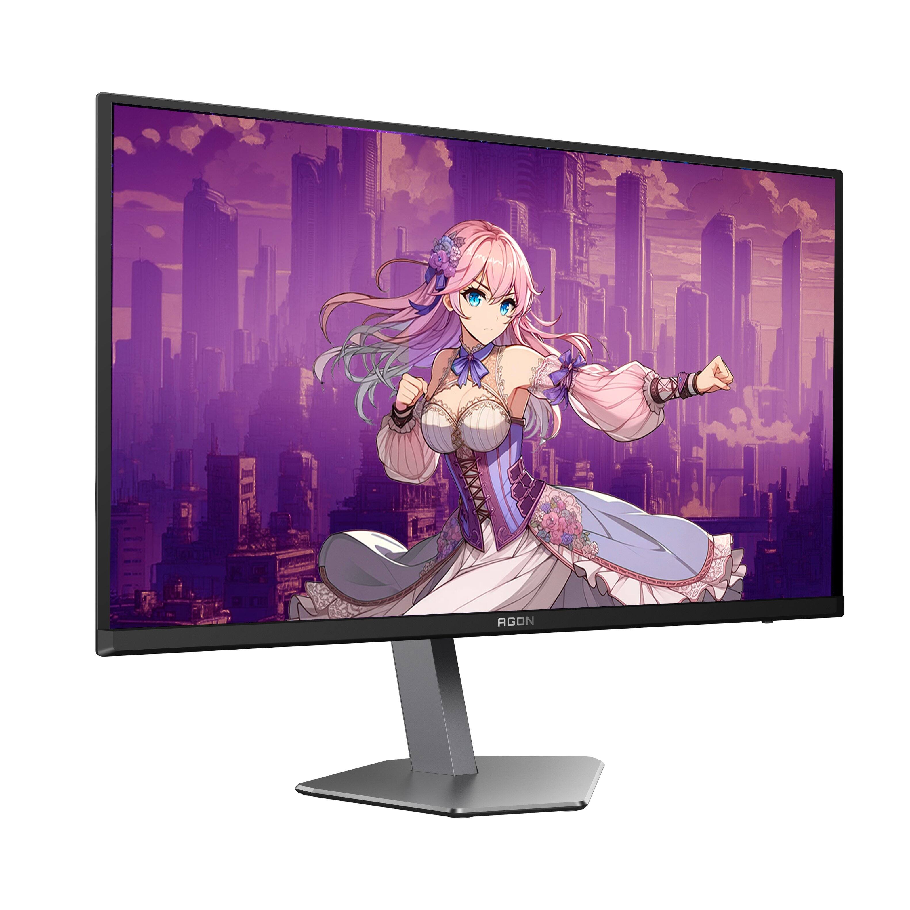 Left. AOC - 27" QD OLED 240Hz 0.03ms Gaming Monitor - Black/Purple.