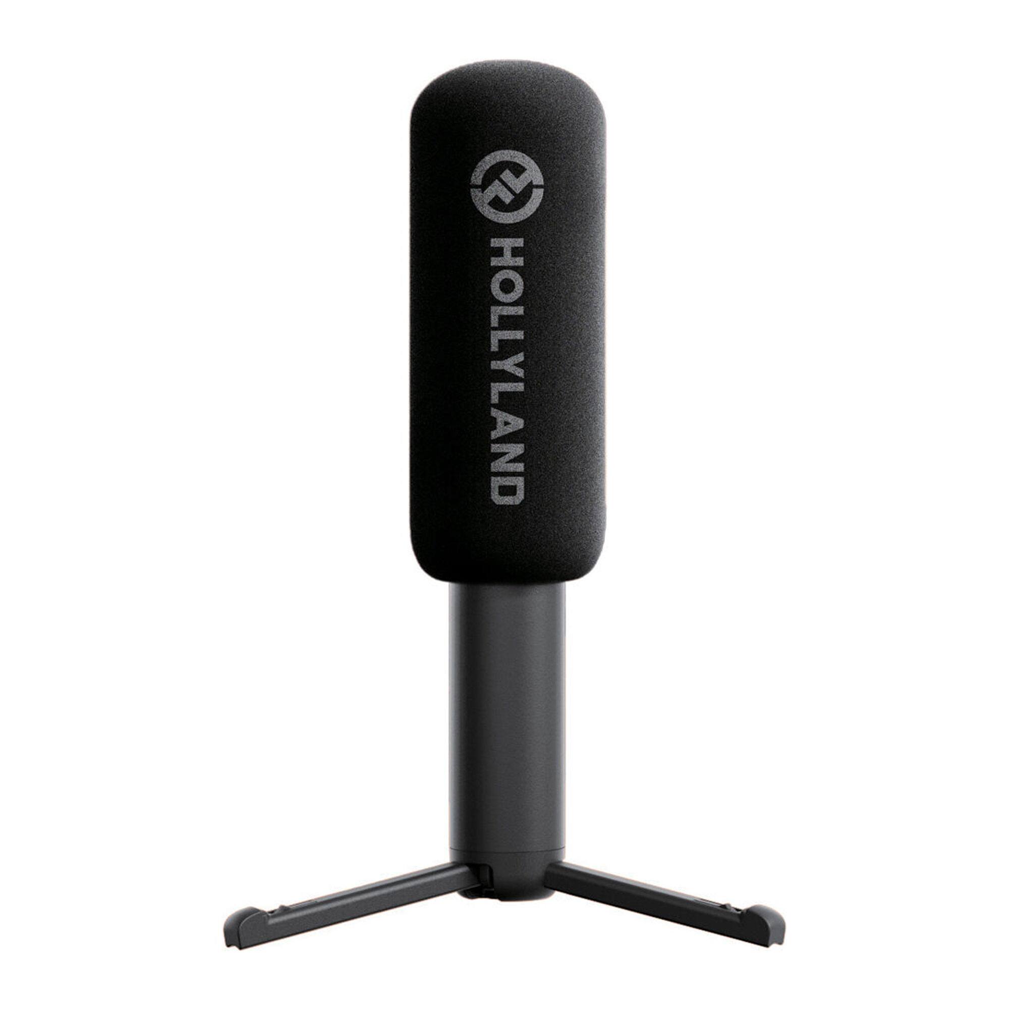 Front. HOLLYLAND - Interview Adapter for Wireless Microphones Handheld and Desktop Use - Black.
