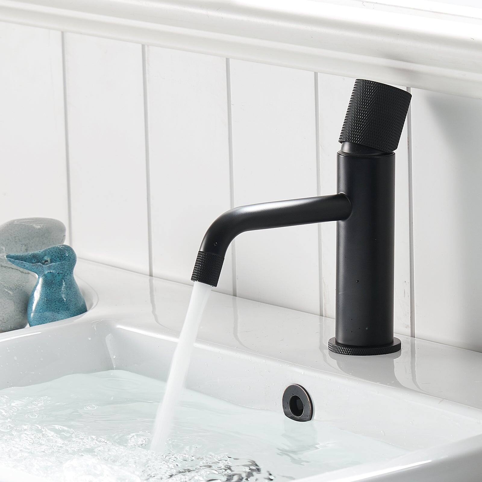Alt View 4. Boyel Living - Single Hole Single Handle Bathroom Faucet Matte Black with Water Supply Lines Durable Modern Vessel Sink Faucet - Matte Black.