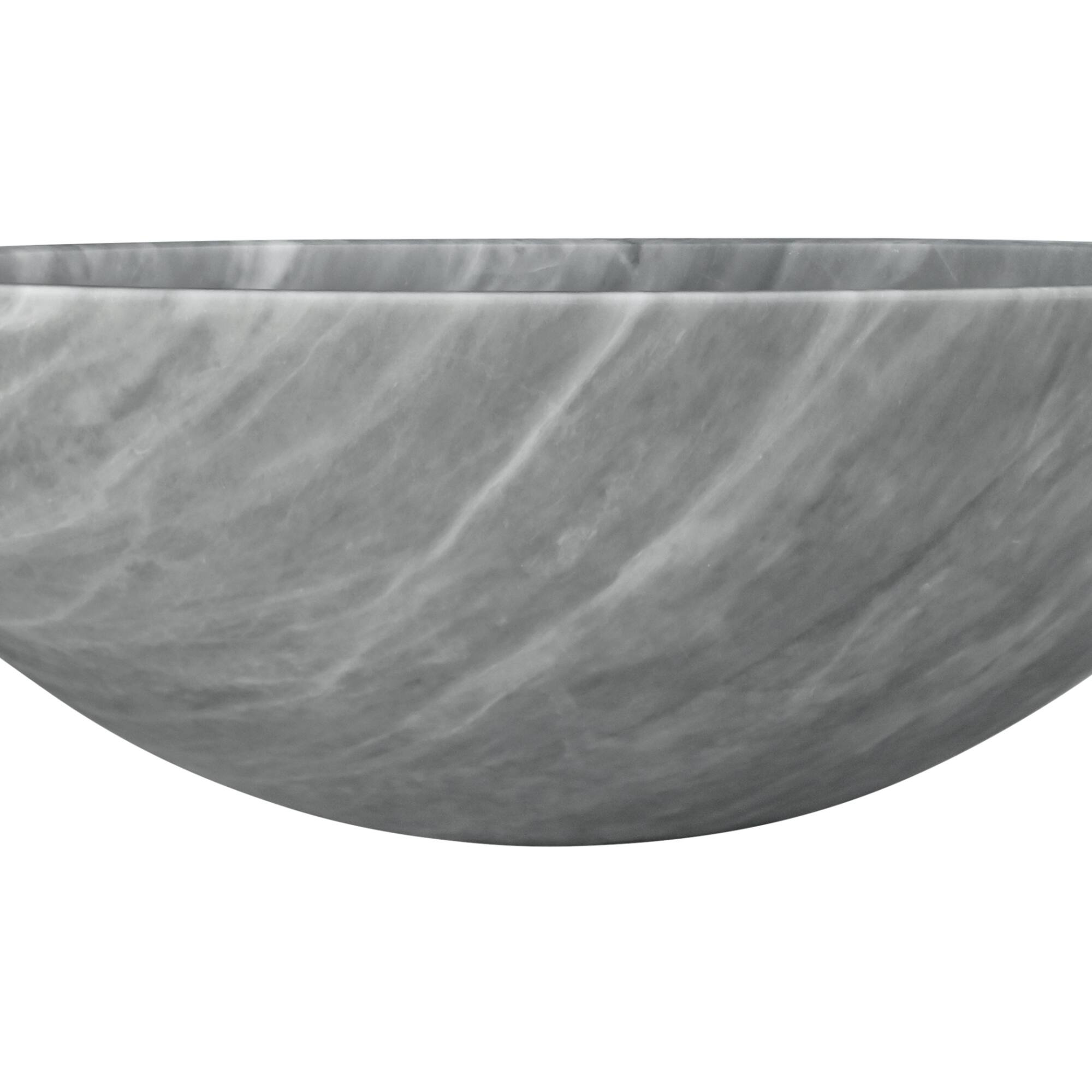 Alt View 2. ELEMENT ACE - Natural Marble Bathroom Vessel Sink with Semi-Polished Surface, Circular Design for Countertop Installation - Gray.