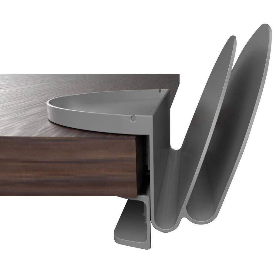 Left. Deflecto - Deflecto Standing Desk  File Organizer Grey 2 Tier 7.11 x 12 x 9.96 Portable Spring Loaded Built in Pen Tray Gray - Gray.