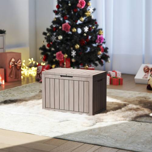 Alt View 2. Yardgrace - 45 Gallon Water Resistant Resin Lockable Deck Box - brown.